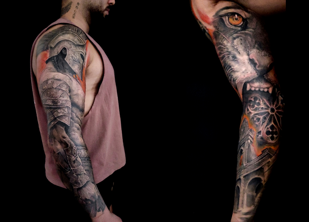 tatuaje-gladiador-brazo-realismo-valencia